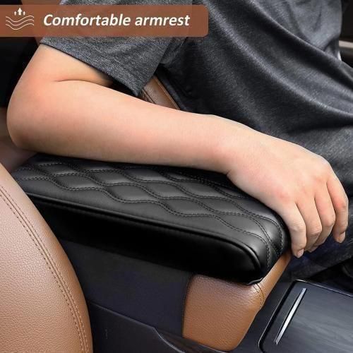 Wave broderie pu cuir voiture accoudoir coussin console centrale