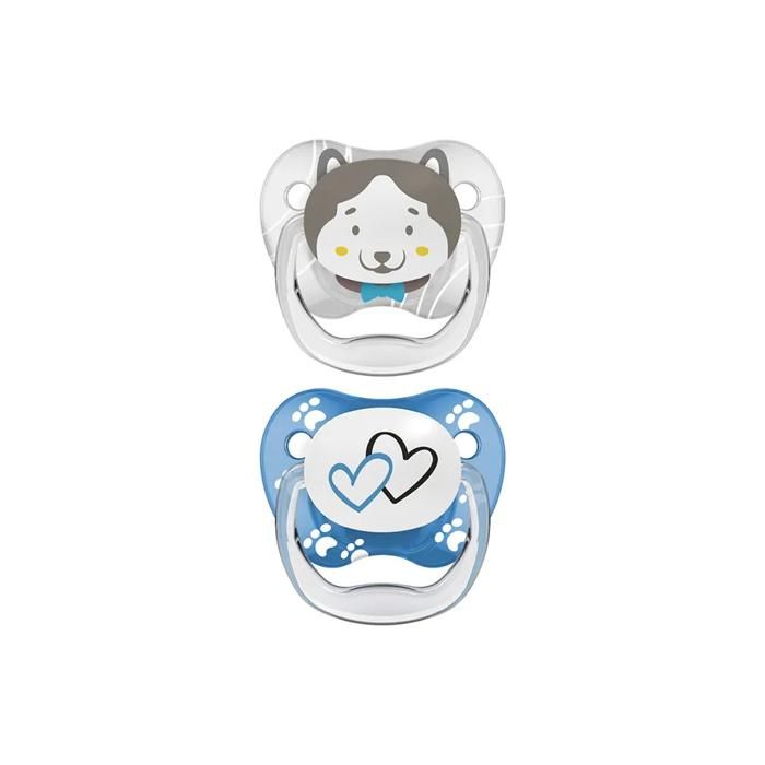 Sucette 6-18m phase 2 têtes d’animaux, pack de 2