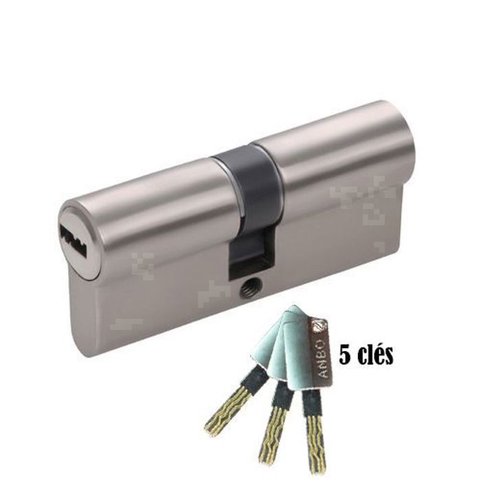 Cylindre de verrouillage Serrure de porte antivol, Cylindre de sécurité + 5 clés