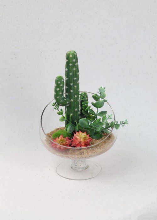 Plante artificielle - SISTERS FLOWERS - Cactus en vase - Hauteur 36 cm - Vert - Entretien facile