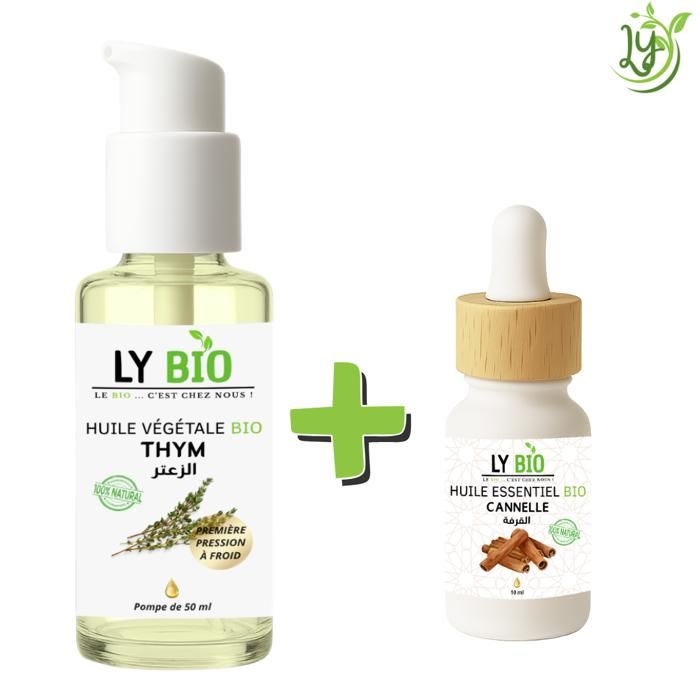 LYBIO PACK HUILE THYM 50ML - POMPE + HUILE ESSENTIEL CANNELLE 10ML