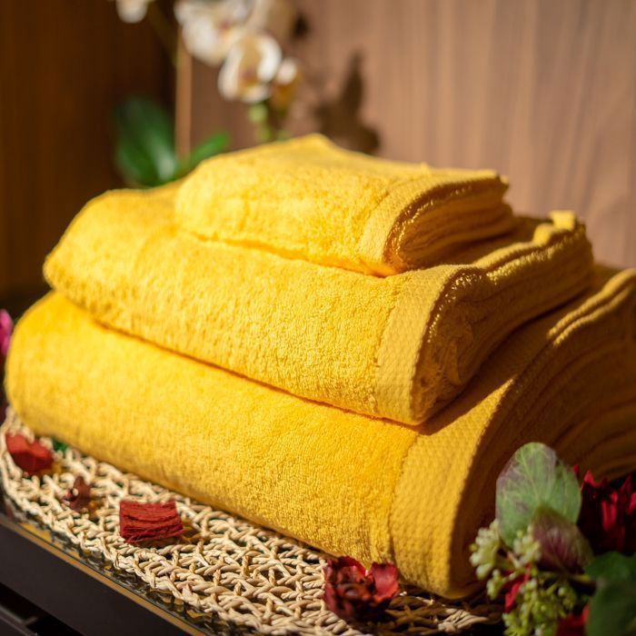 Serviettes - Damas - Pack de 3 - Jaune - 100% Coton - Lavable en machine