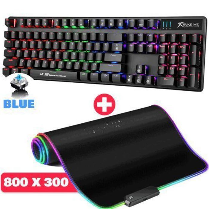 Ensemble gaming - Xtrike - GK 980 - Clavier mécanique - Tapis de souris XXL - LED 14 modes