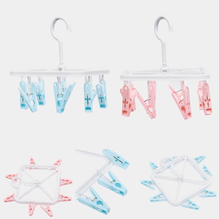 Étendoir à linge mural suspendu – lot de 8 crochets (colleur aléatoire)