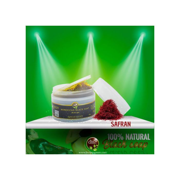 Savon noir - BIO PRO GREEN - Sabone béldi - Parfumé au safran - Exfoliation naturelle - Hydratation intense