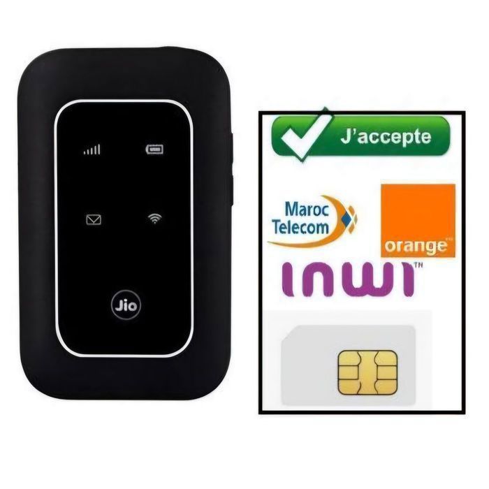 Hotspot WiFi mobile - JioFi - WD680 - 4G LTE - 300 Mbps - Batterie 2100mAh 10h