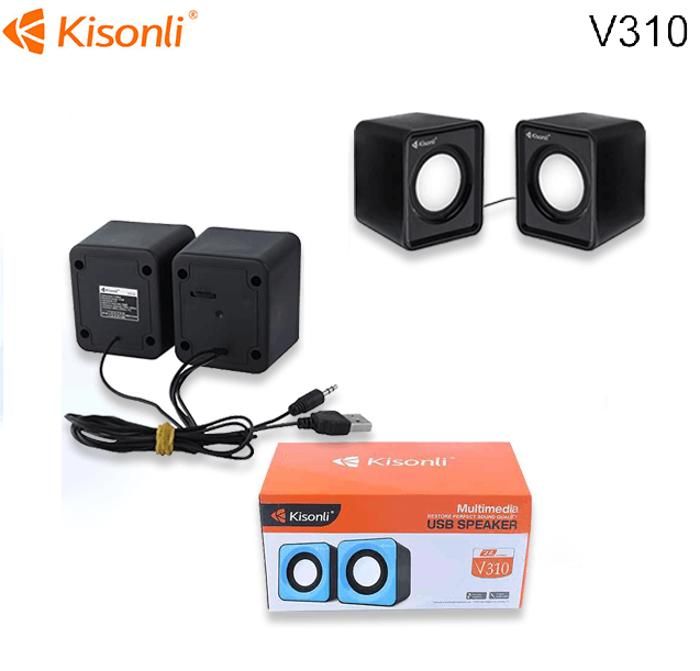 kisonli Haut Parleur V310 Stereo Speakers multimédia Pc 6w -Jack -Usb-Noir