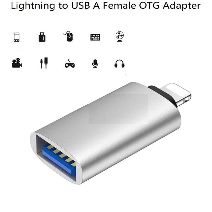 Adaptateur OTG pour iPhone Dongle USB femelle vers Lightning male