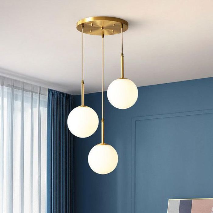 Suspension Lustre en Verre avec Boule Blanche Givrée,Lampe Suspendue Moderne