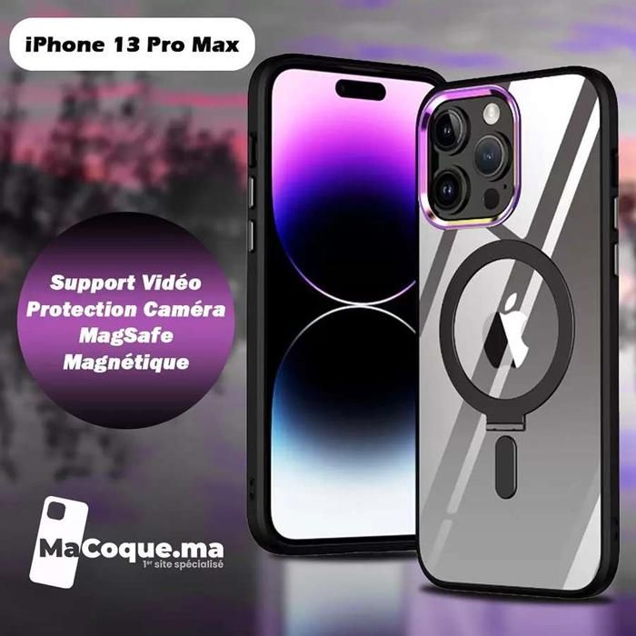 Noir Coque iPhone 13 Pro Max Béquille Vidéo/MagSafe/Magnétique
