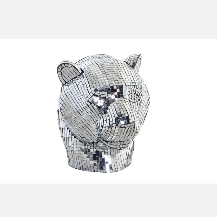 Figure décorative - DANSMAMAISON - Léopard - Résine chromée - 31x31x32 cm - Design unique