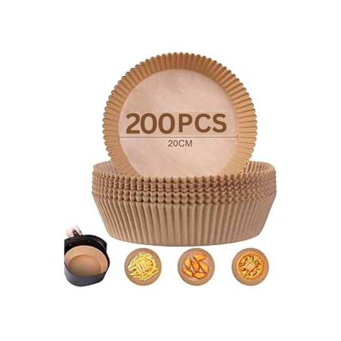 Lots de 200 Pieces Papier Cuisson Pour Air Fryer Prédécoupé en Forme Rond 20cm