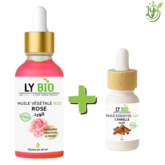 LYBIO PACK HUILE ROSE 50ml - PIPETTE + HUILE ESSENTIEL CANNELLE 10ML