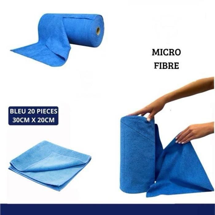 Rouleau Micro Fibre Bleu 20 Pcs 30CM X 30 cm