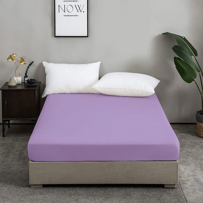 Drap Housse - Non spécifié - Mauve Clair - 120x200 cm - Antiallergique - Microfibre