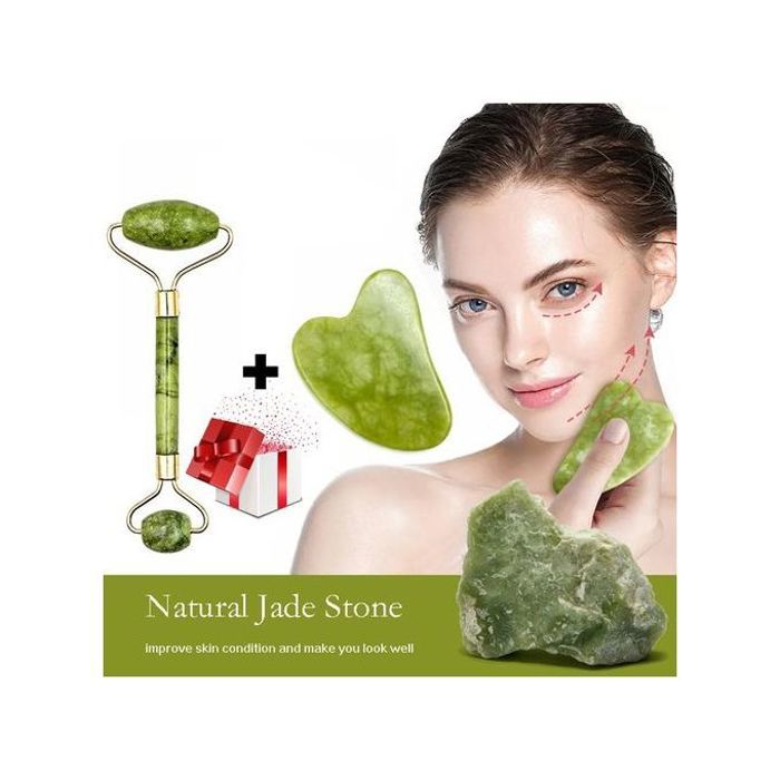 Rouleau de massage jade roller pour le visage + Cadeau