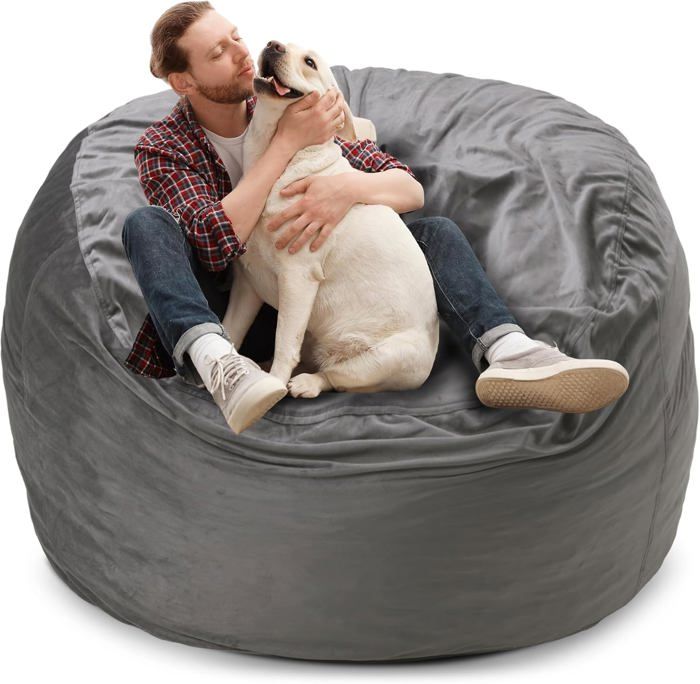 pouf bean bag gris fonce xxl