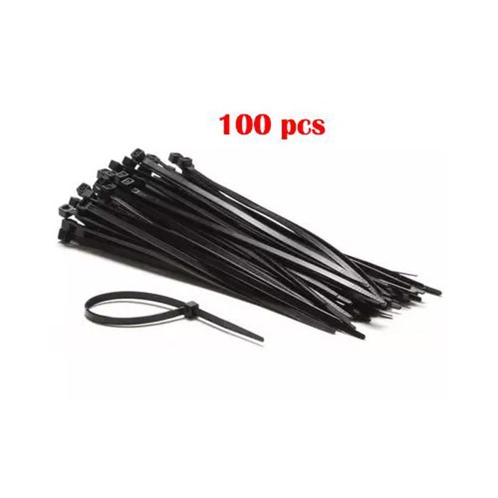 100 pcs NYLON CABLE TIE. colliers de serrage autobloquants 2.5x 200 mm Nylon Attache de câble Attaches de câble en plastique Noir