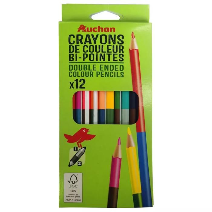 12 Crayons Couleur Double Tête Auchan