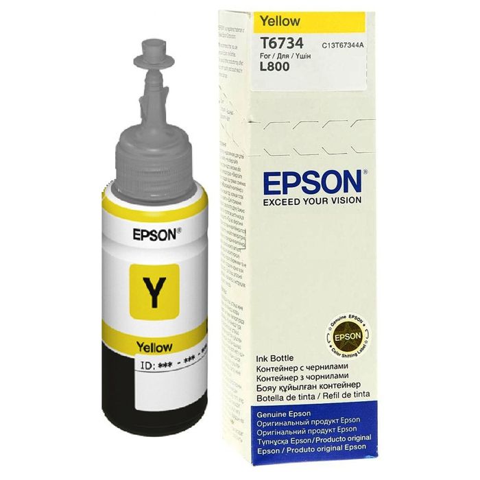 Cartouche jet d'encre T6734 - Jaune - Epson L1800, L800, L805, L810, L850 - Recharge d'encre - 70 ml