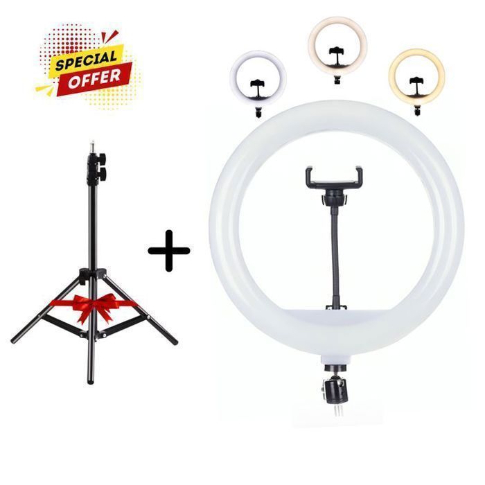 Ring Light LED YQ-320A - Illuminez Votre Style + Trépied 1,6m Offert !