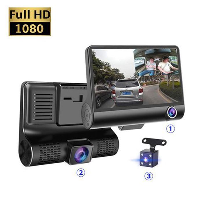 Dashcam avec écran  FULL HD  3 Caméras Enregistreur