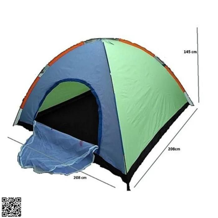 Tente de camping - Multicouleur - 4 personnes - 208x208x145 cm - Imperméabilité testée - Montage manuel