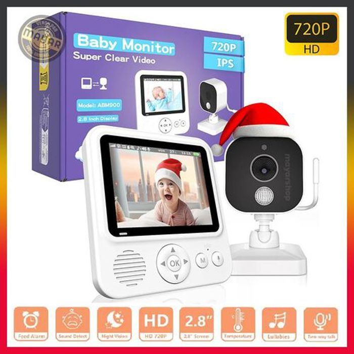 Babyphone Vidéo 2,8” 720P avec Caméra + écran d'affichage