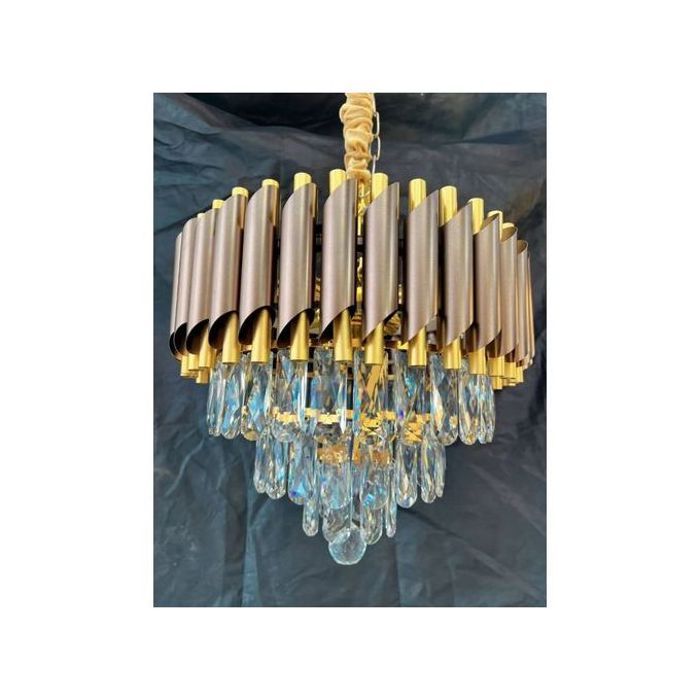 Lustre Suspension cristal moderne Marron Diamètre 30cm + 4 Lampes LED FLAMME E14 OFFERTE