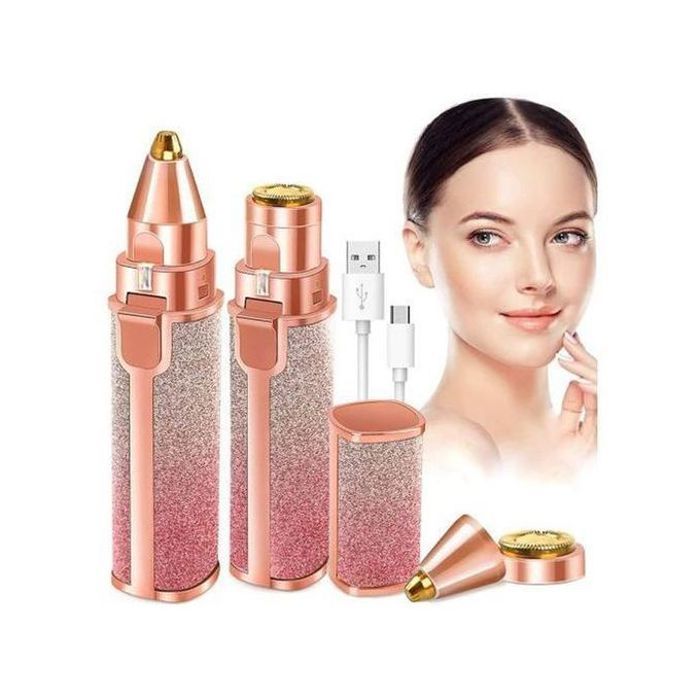 2en1 Epilateur électrique à sourcils, Visage et corps, tondeuse Rechargeable
