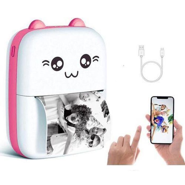 Mini imprimante Thermique Bluetooth,imprimante d'autocollants imprimante etiquette imprimante photo de poche sans encre