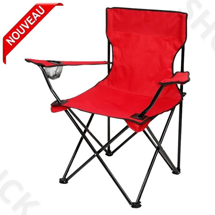 Chaise camping,portable,pliante siège de plage avec porte-gobelet-Rouge + Etui Etanche
