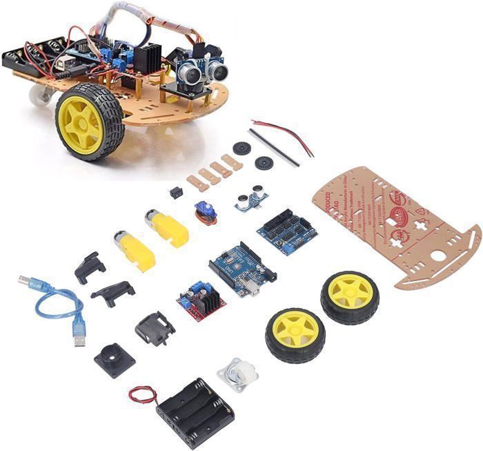 Kit de voiture robot - Non spécifié - 2WD - Moteur à engrenages - Capteur ultrason - Support FPV 3D