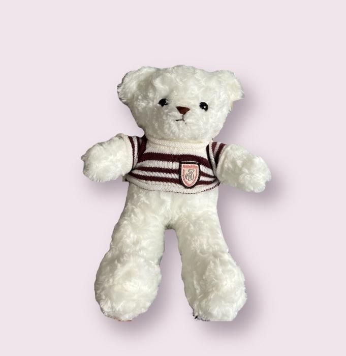 Striped sweater white bear doll-35cm (plastic eyes)
