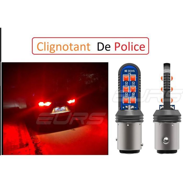 2 ampoule stroboscope feu arrière clignotante led flash clignotante feu arrière de stop rouge avertissement voiture