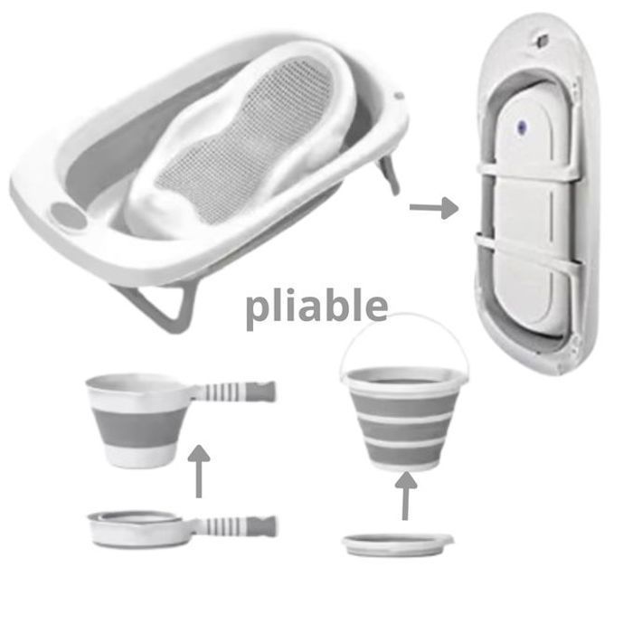 baignoire bébé pliante pliable  antidérapante. avec thermometer- Ensemble de 4 pièces
