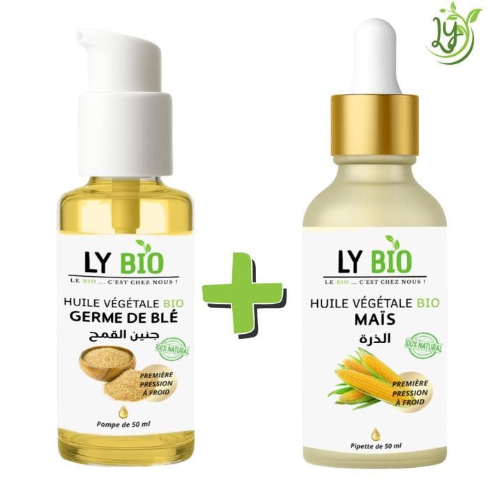 Pack Huile - LYBIO - Germe de Blé 50ml - Mais 50ml - Hydratant - Mixte - Bébé
