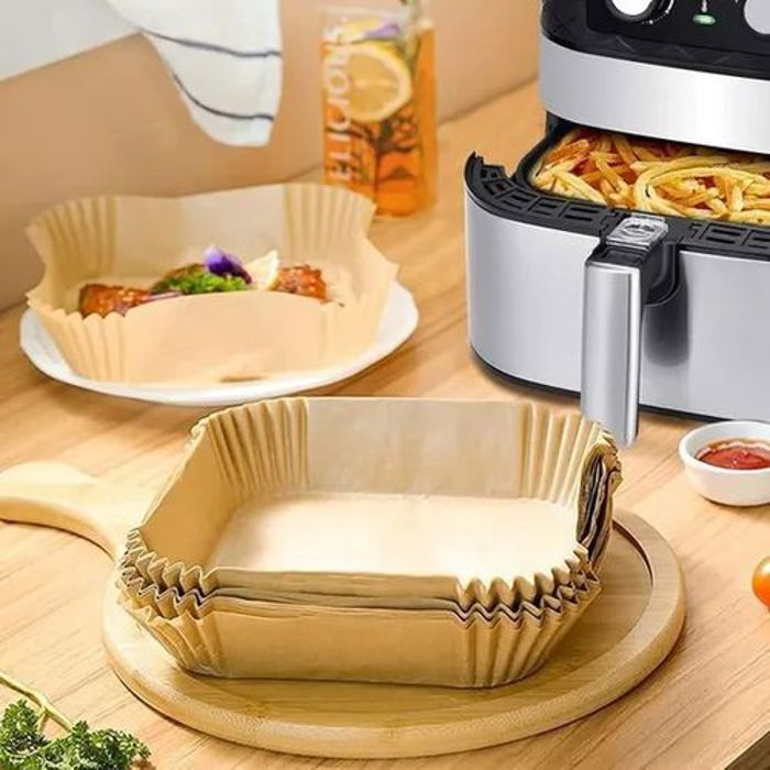 Pack De 100 Pieces Papier Cuisson Pour Air Fryer Prédécoupé en Forme Carrée
