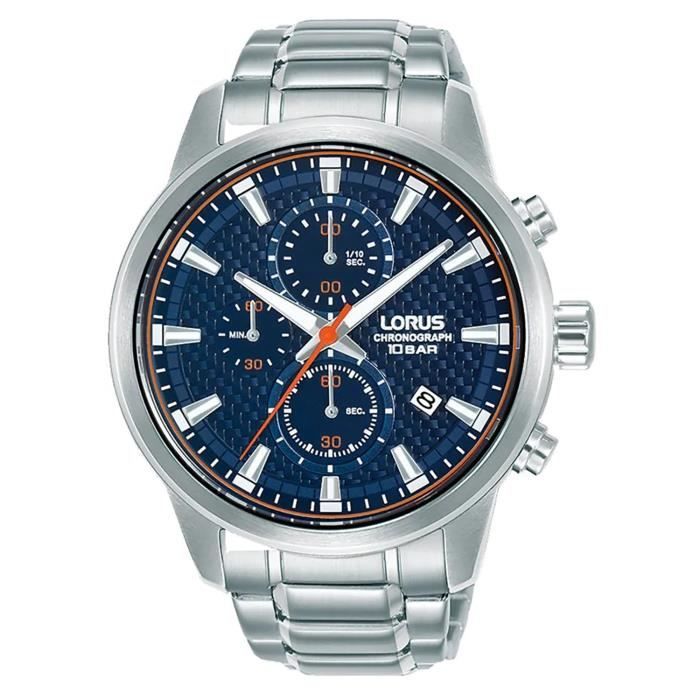 Montre - LORUS - Sport chrono acier - Cadran bleu - Étanchéité 10 Atm - Quartz