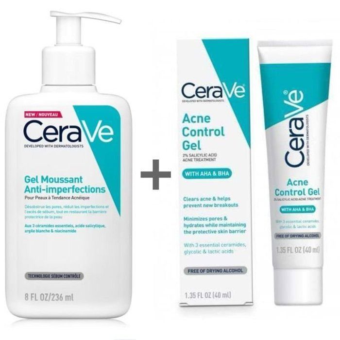 Cerave Pack Gel Moussant Anti Imperfection 236ml+ Soin Concentre Anti-imperfections 40ml.