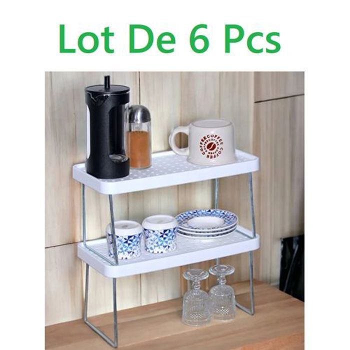 Lot de 6 Mini Rangement D'armoire étagère de Assiette Support de Verre