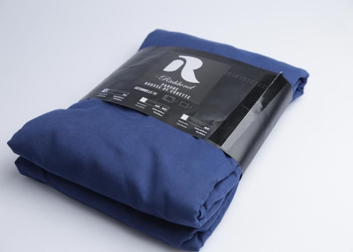 Parure Housse de Couette - RICHBOND - Cotonelle - 160x220 - Bleu Navy - Lavable en machine