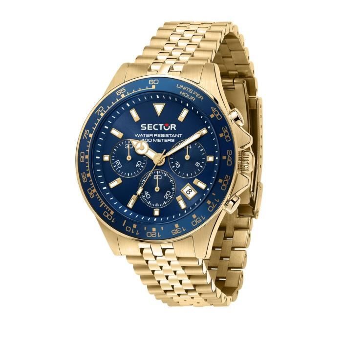 Montre Connectée Homme SECTOR en Métal Jaune - 241449 - Etanche 5 ATM - Mouvement Quartz