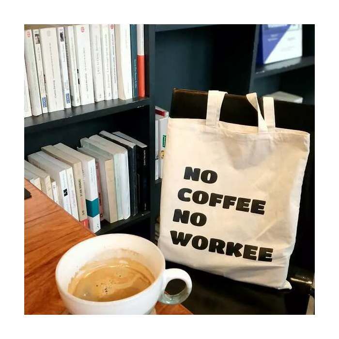 Sac en toile imprimé "NO COFFEE NO WORKEE" – Idéal pour les amoureux du café
