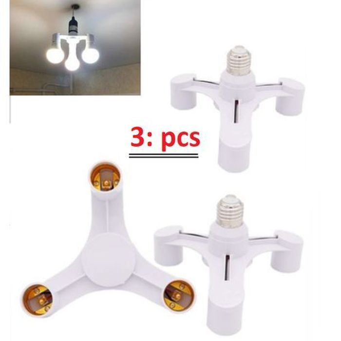 Adaptateur E27 - Pack de 3 - 3 en 1 - Installation facile - Matériaux ignifuges - Intérieur