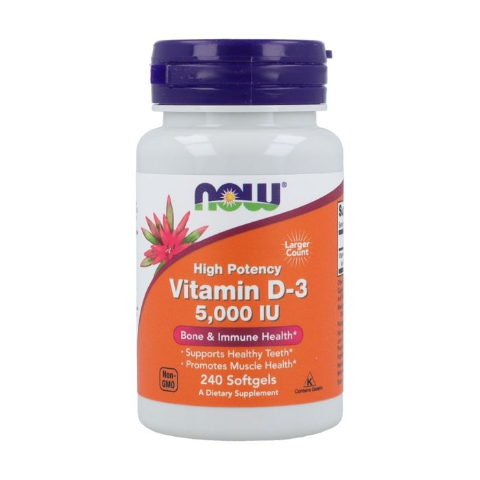 NOW FOODS Vitamin D3 5000 IU (Vitamine D3, Soutien structurel) 240 Softgels
