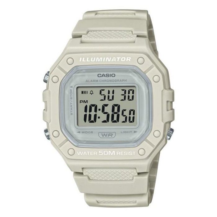 Montre Digitale - CASIO - W-218HC-8AVDF - Étanche 50m - Éclairage LED - Résine Blanche