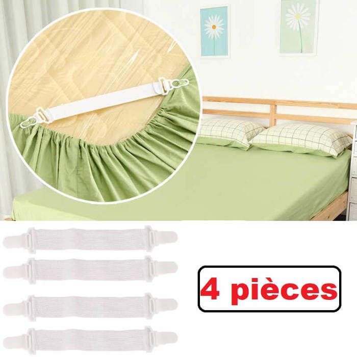 4 Sangles élastique pour Drap de Lit Bretelles Gripper Support Fermeture