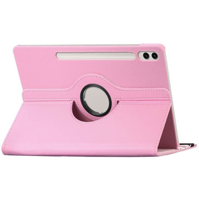 Coque en cuir pour Samsung S9 Ultra SM-X910, SM-X916B, SM-X918U rotatif à 360 degrés (Rose)