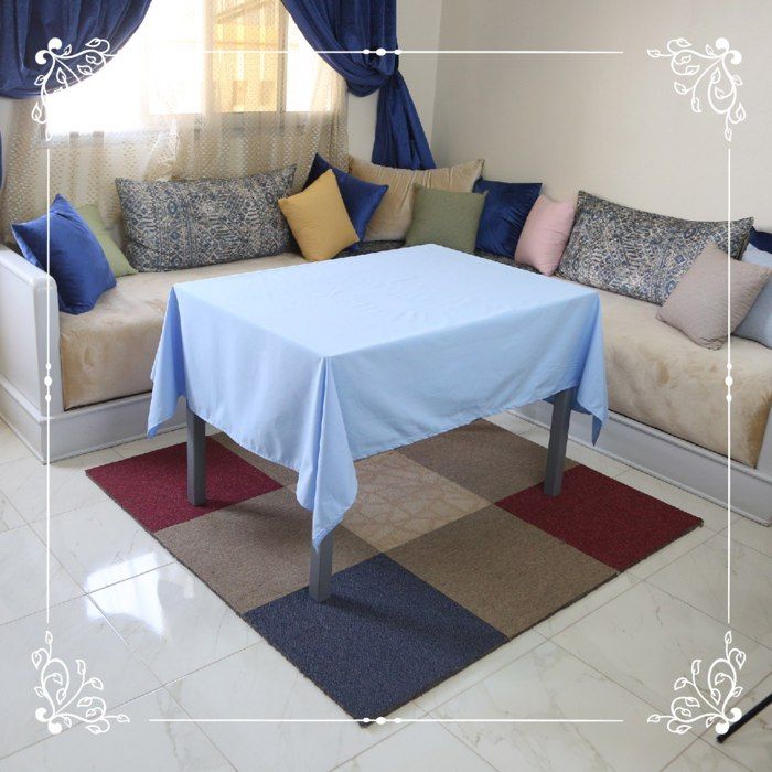 Nappe de Table - Élégance - 140x190 cm - Bleu - Tissu Premium - Lavable en Machine